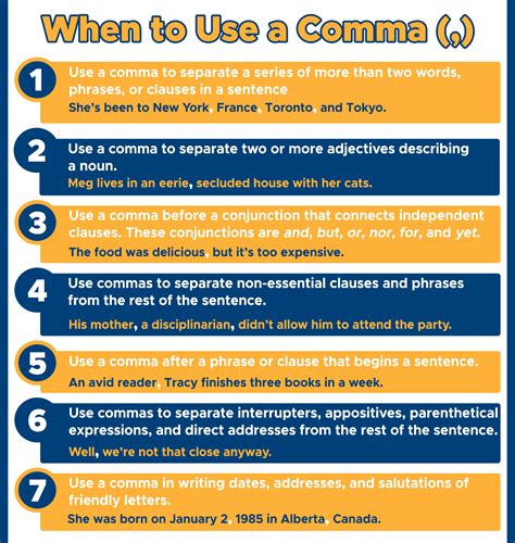    , |When to Use a Comma (,) 